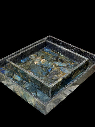 Labradorite Rectangle Tray Luxurious Natural Stone Decor
