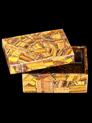 Tiger Eye Box Hand Carved Stone
