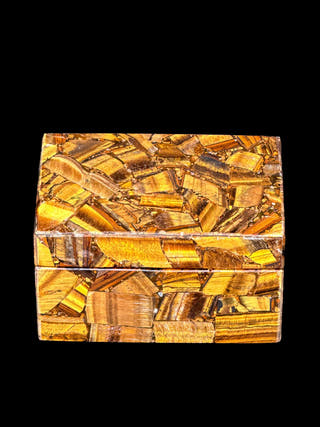 Tiger Eye Box Hand Carved Stone