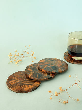 Tiger Eye Round Coasters (Set of 2)
