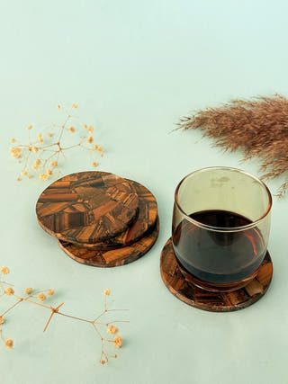 Tiger Eye Round Coasters (Set of 2)