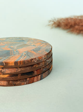 Tiger Eye Round Coasters (Set of 2)