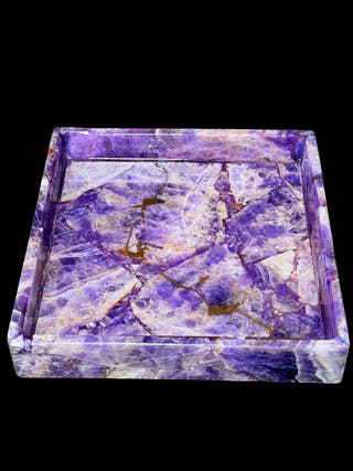 Amethyst Square Tray Luxurious Natural Stone Decor