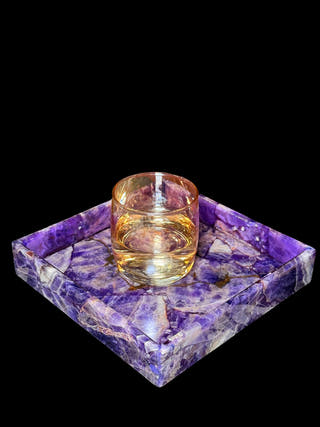 Amethyst Square Tray Luxurious Natural Stone Decor