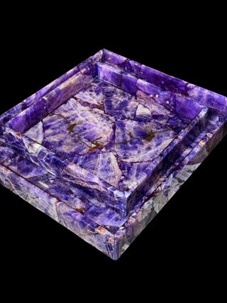 Amethyst Square Tray Luxurious Natural Stone Decor