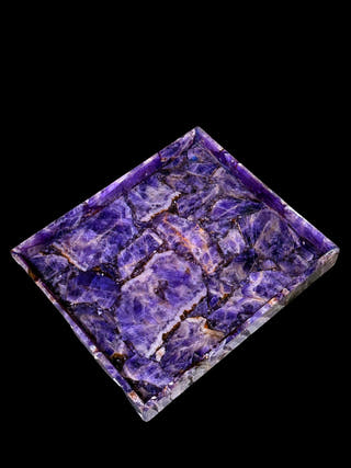 Amethyst Rectangle Tray Luxurious Natural Stone Decor