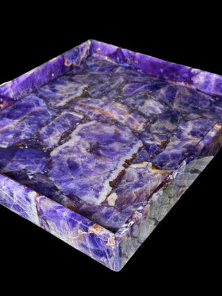 Amethyst Rectangle Tray Luxurious Natural Stone Decor