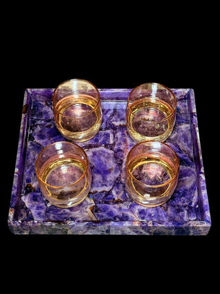 Amethyst Rectangle Tray Luxurious Natural Stone Decor