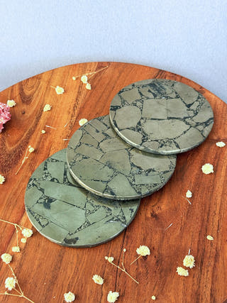 Pyrite Round Coasters (Set of 2)