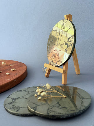 Pyrite Round Coasters (Set of 2)