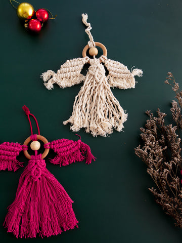 Macrame Guardian Angel Red And White