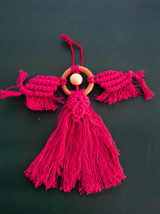 Macrame Guardian Angel Red And White DECO TALK