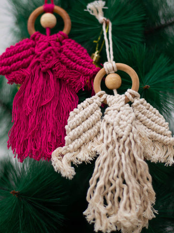 Macrame Guardian Angel - Red and White (Single Piece)