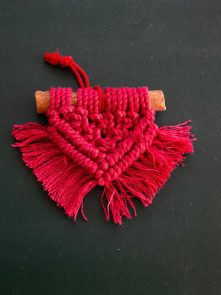 Macrame Christmas Diamond Set of 2 Red And white DECO TALK