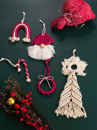 Macrame Christmas Ornaments Set of 5 DECO TALK
