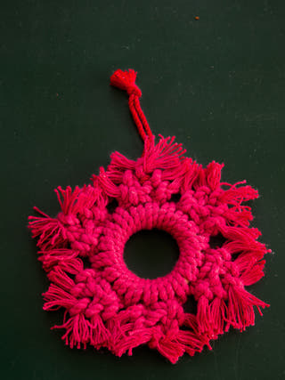 Macrame Christmas Ornaments Set of 4 Red DECO TALK