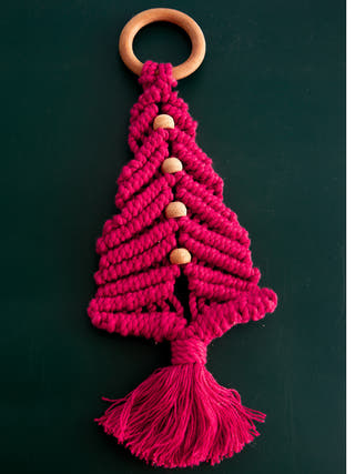 Macrame Christmas Ornaments Set of 4 Red DECO TALK