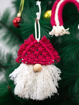 Macrame Christmas Ornaments Set of 3 Red and White DECO TALK