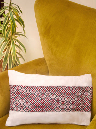 Ahom Handwoven Cotton Cushion Cover with Tribal Motif Deco Talk