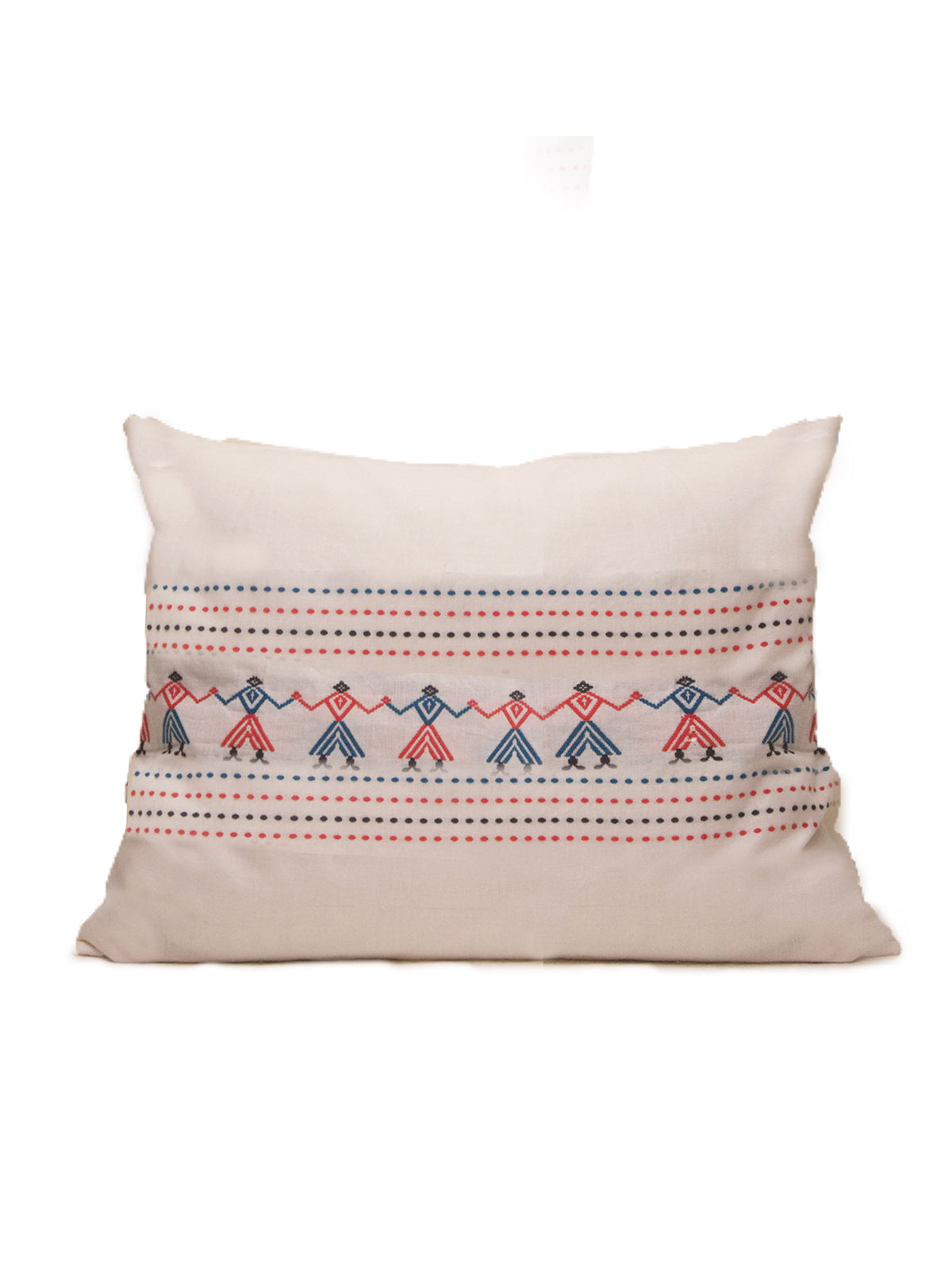 Asomiya Handwoven Cotton Cushion Cover with all-over Tribal Motif