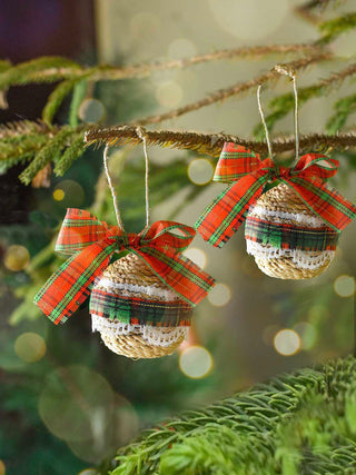 Banana Fibre Baubles Christmas Ornament Set of 2