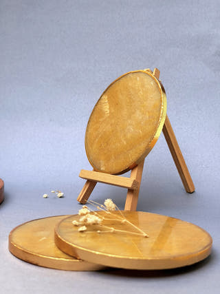 Golden Quartz Round Coasters (Set of 2)