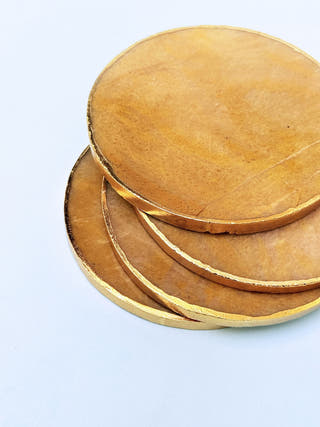 Golden Quartz Round Coasters (Set of 2)
