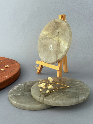 Smoky Quartz Round Coasters (Set of 2)