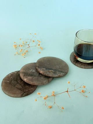 Smoky Quartz Round Coasters (Set of 2)