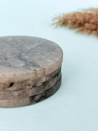 Smoky Quartz Round Coasters (Set of 2)