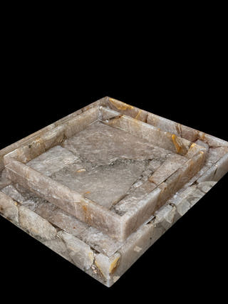 Smokey Quartz Square Tray Luxurious Natural Stone Decor