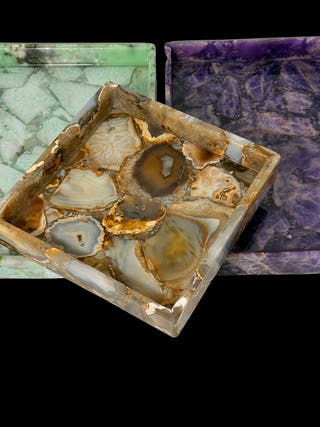 Smokey Quartz Square Tray Luxurious Natural Stone Decor
