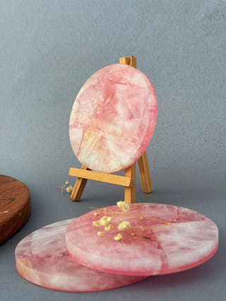 Rose Quartz Round Coasters (Set of 2)