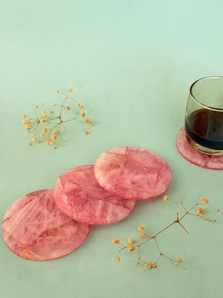 Rose Quartz Round Coasters (Set of 2)