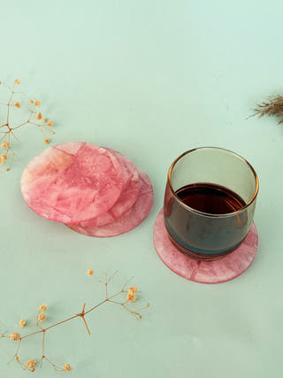 Rose Quartz Round Coasters (Set of 2)