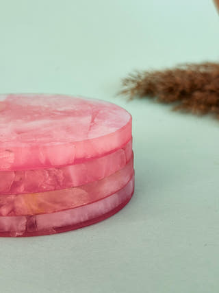 Rose Quartz Round Coasters (Set of 2)