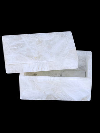 White Quartz Box Hand Carved Stone