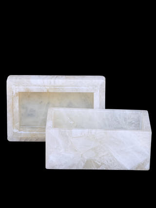 White Quartz Box Hand Carved Stone