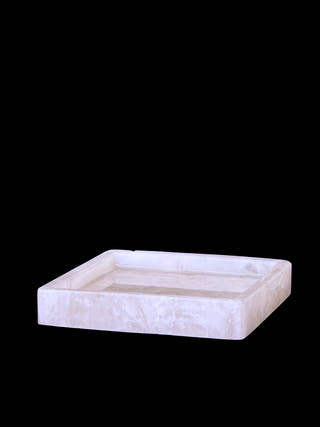 White Quartz Square Tray Luxurious Natural Stone Decor