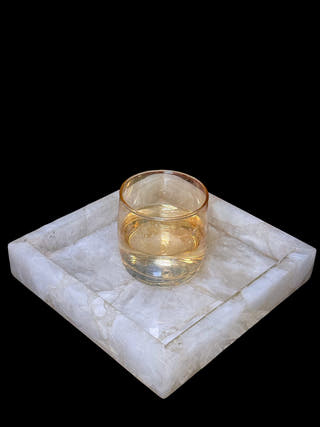 White Quartz Square Tray Luxurious Natural Stone Decor
