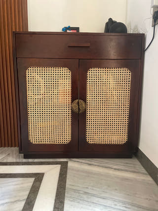 Cane-Weave Solid Wood Cabinet