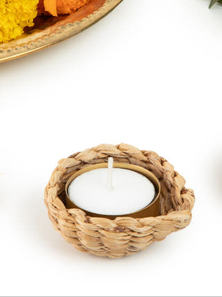 Diya Handcrafted Banana Tea Light Holder - Set of 2