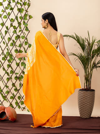 Shibori Tie And Dye Saree Yellow
