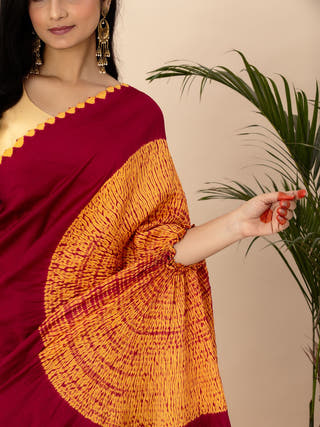 Shibori Tie And Dye Saree Red