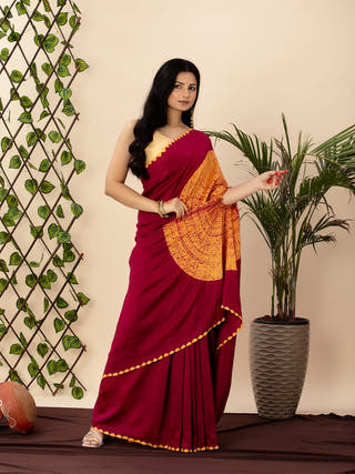 Shibori Tie And Dye Saree Red