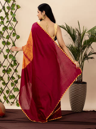 Shibori Tie And Dye Saree Red