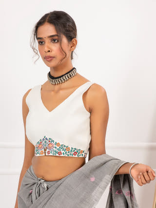 Peacock Perch Handpainted Blouse