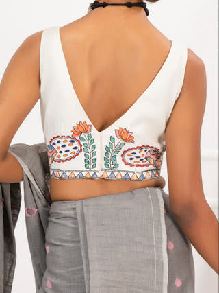 Peacock Perch Handpainted Blouse