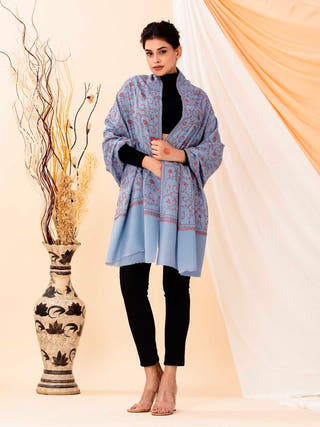 Powder Blue Grey Floral Stoles