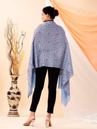 Powder Blue Grey Floral Stoles